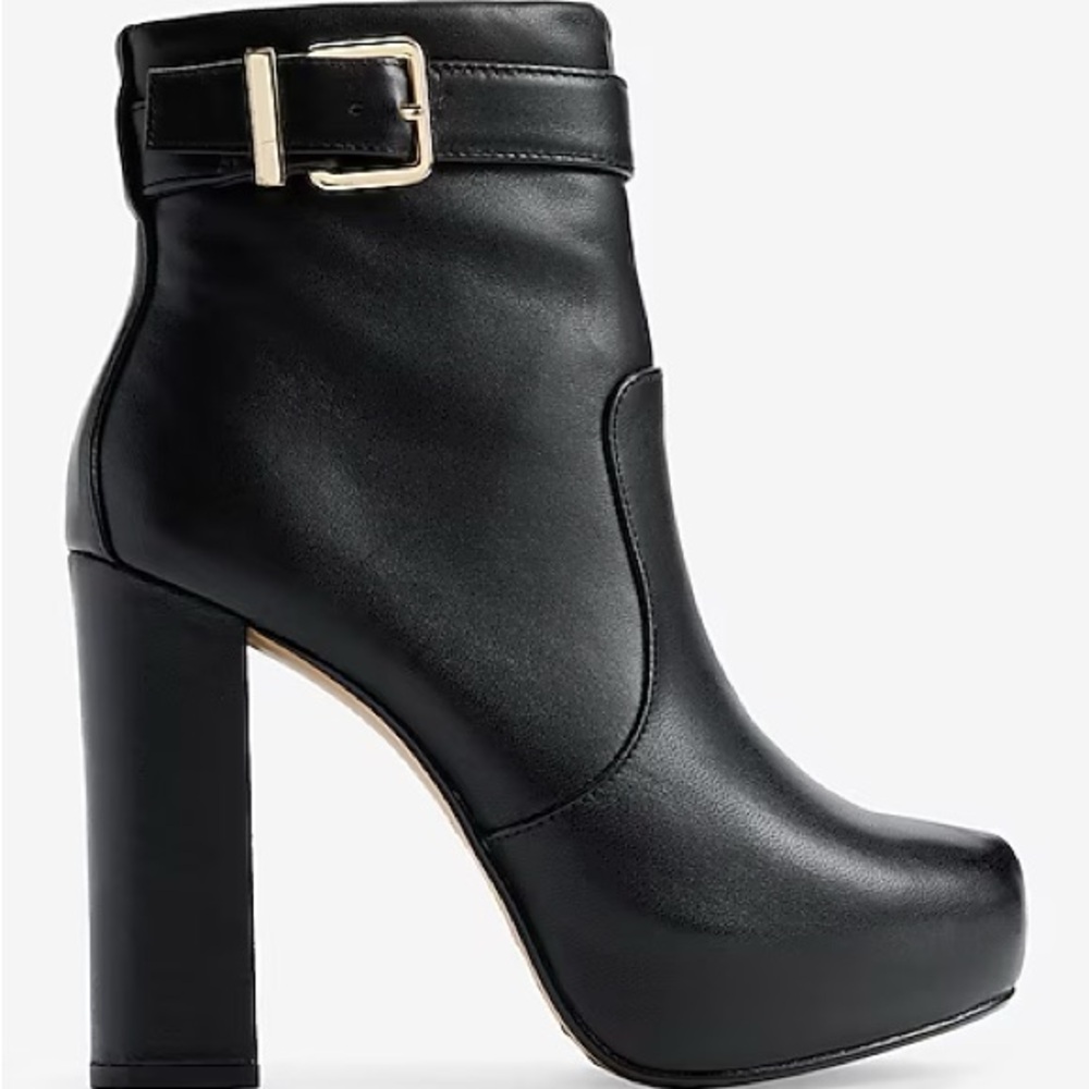 Genuine Leather Platform Buckle Boots